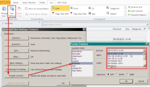 Outlook view column settings