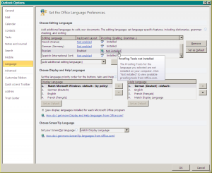 Outlook language settings