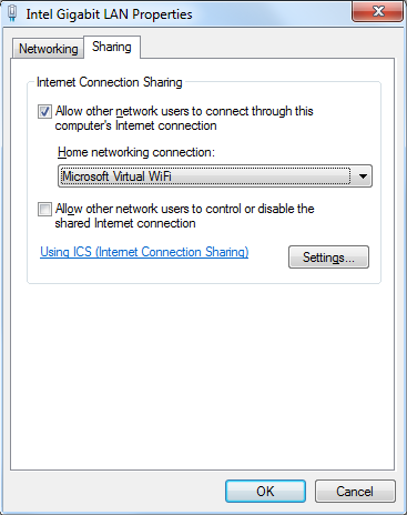 Setup shared connection