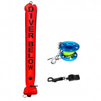 120×18cm Scuba diver diving SMB (surface marker buoy) + finger spool reel + whistle – $45.21