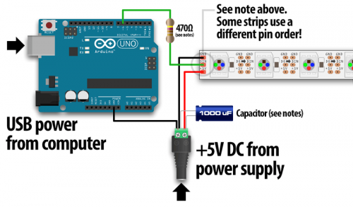 Connecting LED strip to Arduino (5V data)